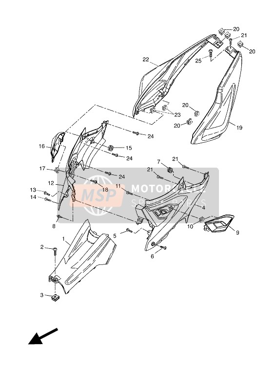 Yamaha AEROX 4 2018 Coperchio laterale per un 2018 Yamaha AEROX 4